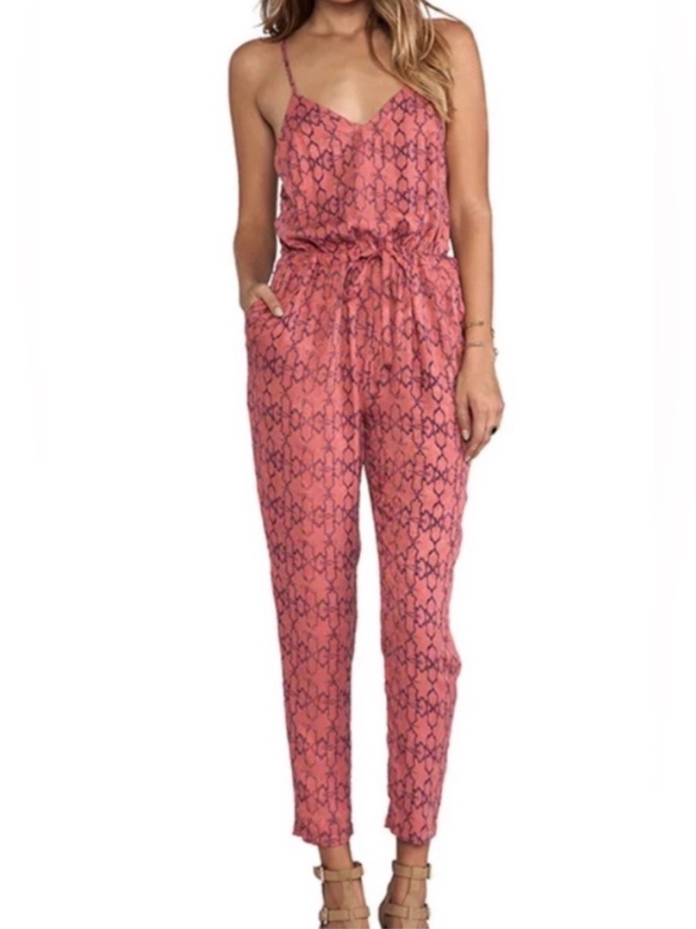 Free People Sunset Romper in Tomato Conbo